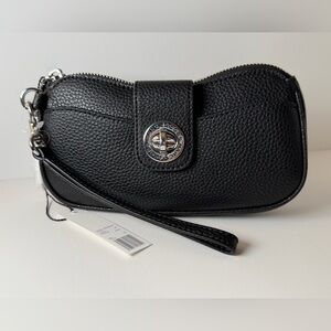 Marc Jacobs -New with Tags- Black Pebbled Leather Wristlet with Silver Emblem-